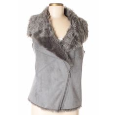 New Without Tags! Anthropologie Sabine Gray Vest Faux Fur Front Zippered Closure Large Collar 80% Acrylic 20% Polyester Size Xs Length: 24.5” (Frontside) Bust: 34” Waist: 32” Hips: Aprox. 33” Fitted Faux Wrap Winter Outerwear, Gray Vest, Grey Vest, Faux Fur Vest, Faux Fur Vests, Fur Vest, Front Zipper, Fur Coat, Faux Fur