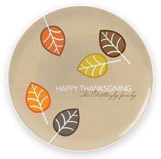 a thanksgiving plate with leaves on it