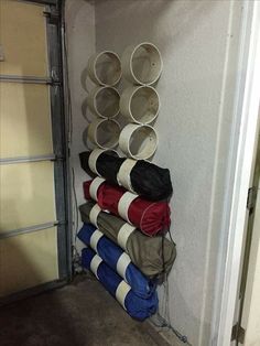 there is a stack of cups on the wall