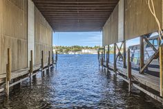 a boat dock with water underneath it