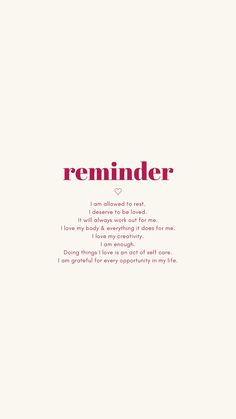 a red and white poster with the words reminder