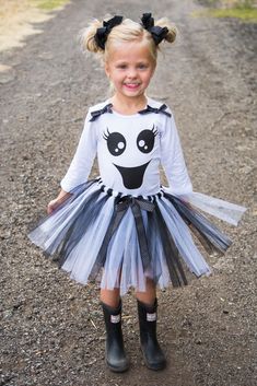 Ghost Tutu Costume Set - Sparkle In Pink Ghost Tutu Costume, Toddler Ghost Costume, Cute Ghost Face, White Tutu Skirt, White Tulle Skirt, Sparkle In Pink, White Tutu, Ghost Costume