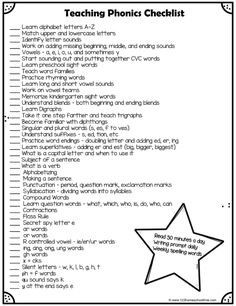 the worksheet for teaching phonics checklist is shown in black and white