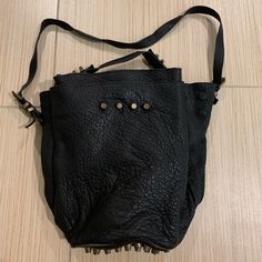 In Good Pre Owned Condition. Very Clean Inside And Out. Some Spikes Missing As Shown. Alexander Wang, Bucket Bag, Alexander, Bag Lady, Leather, Women Shopping, Black, Color