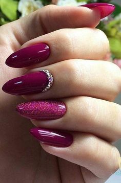 Magenta Nails, Maroon Nails, Stiletto Nail Art, Purple Nail, Burgundy Nails, Super Nails, Ideas Nails, Winter Nail, Purple Nails