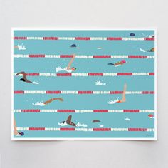 an image of a swimming pool with birds flying over the water and on top of it