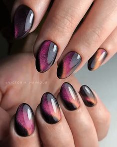 30 Hottest Cat Eye Nails: The Trendiest Manicure Style Eye Nail Art, Eye Nails, Basic Nails, Cat Eye Nails, Cat Nails, Black Nail, Cat Eyes, Hot Nails, Dream Nails