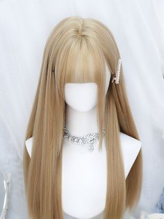 Transform your look effortlessly with our Blonde Air Bangs Long Straight Synthetic Wig. Delicate, wispy bangs that frame your face beautifully, adding a soft, feminine touch. A stunning, natural blonde shade that complements a variety of skin tones. Silky straight strands that cascade down your back, offering a sleek and sophisticated appearance. Garment Size SizeFree SizeHair Length65 Pale Honey Blonde Hair, Blonde Wigs With Bangs, Bangs That Frame Face, Straight Blonde Hairstyles, Air Bangs, Blonde Bangs, Blonde Hair With Bangs, Bangs Long, Natural Blonde