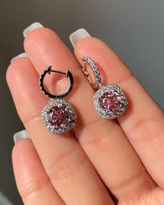 Antique Pink Morganite Lab Created Diamond Huggie Earrings, Halo Moissanite Wedding Earrings, Anniversary Gift, Modern Latch Back Earrings, Engagement Gift, Hoop And Huggie Earrings, Love Earrings, Silver Earrings ✥ Description of Earring: ● Lab Created Diamond Details: → Stone Shape: 𝐑𝐨𝐮𝐧𝐝 𝐂𝐮𝐭 (Morganite) → Stone Size: 𝟓.𝟎𝟎𝐦𝐦 ; 𝟏.𝟎𝟎𝐂𝐓𝐖 (𝟐 𝐏𝐂𝐒) → Stone Shape: 𝐑𝐨𝐮𝐧𝐝 𝐂𝐮𝐭 (Colorless Moissanite) → Stone Size: 𝟎.𝟔𝟑𝐂𝐓𝐖 ● Metal Details: → Metal type: Gold → Metal Purity: 14 KT → Metal Tone: White → Metal Stamp: Yes ● Closure: Latch ● Earrings Setting : Prong ❁❁𝐂𝐮𝐬𝐭𝐨𝐦𝐢𝐳𝐚𝐭𝐢𝐨𝐧 𝐃𝐞𝐭𝐚𝐢𝐥𝐬❁❁ : ↣ Customized Designer Jewelry. ↣ We Offer All cuts which you dream to make with moissanite, lab grown, lab created diamonds. ↣ Updating every step of your or Morganite Earrings, Unique Studs, Pink Stud Earrings, Diamond Huggie Earrings, Stud Earrings Unique, Pink Studs, Earring Silver, Halo Earrings, Pink Morganite