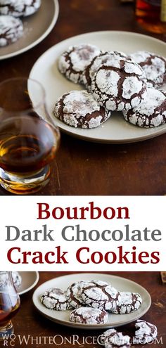 Bourbon Dark Chocolate Crack Cookies on WhiteOnRiceCouple.com Dark Chocolate Baked Goods, Bourbon Christmas Cookies, Boozy Christmas Cookies, Bourbon Chocolate Chip Cookies, Pub Cookies, Bourbon Desserts, Boozy Cookies, Dark Chocolate Treats, Boozy Cakes