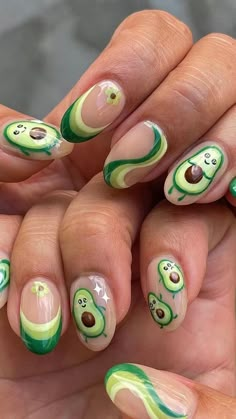 Avocado Nails, Kids Nail Designs, Cute Simple Nails, Simple Gel Nails, Cute Nail Ideas, Nails For Kids, Short Acrylic Nails Designs, Cute Nail Designs, Short Acrylic Nails