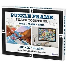 the puzzle frame has two pieces in it and is ready to be put on display