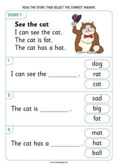 a worksheet with an image of a cat and the words i can see