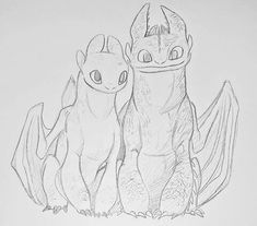 a pencil drawing of two pokemons sitting next to each other