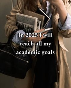 a woman holding a book in her right hand with the caption, i'm 2055 i will reach all my academic