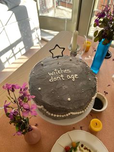 a birthday cake sitting on top of a table