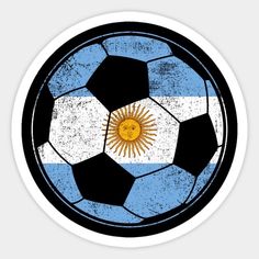 a soccer ball with the flag of argentina painted on it's side in grunge