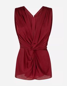 Look stunning in Dolce & Gabbana's V-Neck Jersey Top, crafted from lightweight viscose and silk for luxury comfort. This bold burgundy top features a feminine cut beautiful draping on the front, perfect stylish sophisticated look. Burgundy Top, Formal Style, Jersey Top, Women's Shirts, Red Blouses, V Neck Tops, Sleeveless Blouse, Top Shirt, Dolce And Gabbana