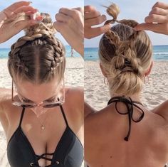 Braids For Beach, Beach Braid Hairstyles, Boat Hairstyles, Updos For Summer, Easy Summer Updos, Braided Hairstyles Simple, Summer Updos, Summer Beach Hairstyles, Messy Updos