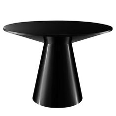 a black table with an oval top on a white background in the shape of a cone