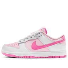 (WMNS) Nike Dunk Low 'Pink Foam' HQ1181-661 Nike Shoes Unique, All Nike Shoes Women, Pink And White Off White Shoes, Cheap Cute Sneakers, Shoes Size 5, Pink And White Tennis Shoes, Pink Birthday Shoes, Nike Dunks Low Women, Women’s Nikes