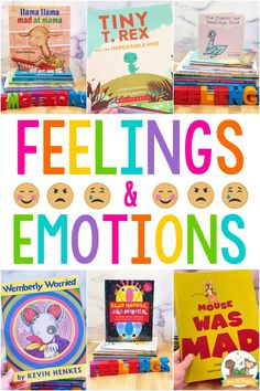 feelings and emotions books for kids with text overlay that reads feelings and emotionss