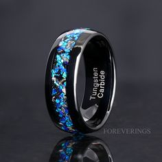 Positive Attributes, Opal Wedding Band, Gibeon Meteorite, Black Tungsten Rings, Opal Wedding, Black Tungsten, Opal Color, Wolfram, Tungsten Ring