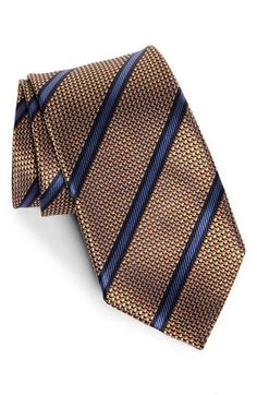 Bold stripes slant across this richly textured tie woven from pure silk. 100% silk Dry clean Imported Elegant Striped Ties For Office, Elegant Striped Ties For Work, Stripe Silk, Bold Stripes, Silk Ties, Pure Silk, Dry Clean, Stripes, Nordstrom