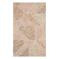 an area rug with different colors and patterns on the floor, including pinks and browns