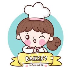 Kawaii Bakery Shop, Cupcake Cartoon, Bakery Logos, Hug Cartoon, Logo Cartoon, Kid Desserts, Cookie Favors, Kawaii Illustration