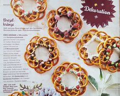 an advertisement for some kind of food with pretzels in the shape of wreaths