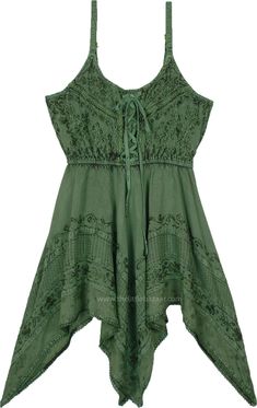 Green is pervasive in the natural environment and is associated with growth, health, healing, grounding, fertility, and freshness.  This intricately embroidered sleeveless dress evokes the vintage 70s gothic aesthetic. #tlb #Embroidered #bohemianfashion #greenfairyshortdress #corsetdress #gothicdress #westerndress Fairy Short Dress, Short Dress Corset, Aesthetic Styles, Dress Western, 2023 Outfits, Green Embroidery, Dress Corset, Green Fairy, Hippie Skirts