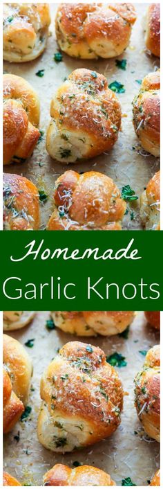 homemade garlic knots with herbs on top