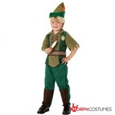 a little boy dressed up as peter the neverland elf with a knife in his hand