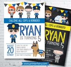 Cops and robbers Invitation Police Birthday Invitation Policeman Birthday Party, Police Party Decorations, Policeman Party, Police Themed Birthday Party, Cop Party, Police Birthday Invitations, Police Invitation, Police Officer Birthday, Police Birthday Party