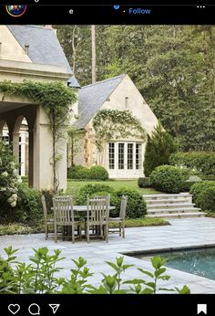 an image of a house with landscaping in the foreground and pool in the background