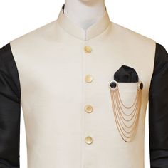 Imported Linen Fabric Waistcoat with Black Kurta Pajama The waistcoat is the finishing touch to any outfit. It adds a touch of class and sophistication. Customize this beautiful imported linen fabric vest with black kurta pajama and add the finishing touch to your outfit. Made of premium quality, this waistcoat attracts attention with its simple design.This waistcoat design features golden brass buttons on the front, a welt pocket, double bone pockets, round bottom fashion and a full round neck. Elegant Designer Nehru Jacket With Stand Collar, Elegant Nehru Jacket With Stand Collar For Designer Wear, Designer Wear Elegant Bandhgala With Stand Collar, Elegant Designer Bandhgala With Stand Collar, Elegant Designer Wear Sets With Stand Collar, Elegant Designer Sets With Stand Collar, Elegant Festive Vest For Wedding, Elegant Festive Wedding Vest, Waistcoat Design