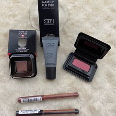 5 Piece Makeup Forever Mini Sample Set New 5ml Step 1 Smoothing Primer Nib 1.3g Artist Face Color Blush In S214 0.7g Color Shadow In I544 2 X 0.7g Artistry Color Pencils In 100 Whatever Black And 606 Wherever Walnut. The Powders Are Tiny. They Can Be Used In A Magnetic Z Palette. The Mufe Ones Are Super Cute And Inexpensive. Sold As A Set Only. Feel Free To Resell Any Pieces You Won’t Use Should You Be Interested In Only One Or Two Items As It’s Not Worth It For Me To Relist. New. Never Tested. Makeup Forever Palette, Z Palette, Gold Eyeshadow Palette, Glitter Shadow, Not Worth It, Eyeshadow Collection, Eyeshadow Set, Smashbox Makeup, Mineral Eyeshadow