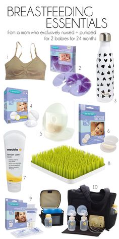 an advertisement for breastfeeding essentials with the words breastfeeding essentials