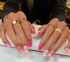 Retro Nails, Sassy Nails, Polka Dot Nails, Basic Nails, Simple Acrylic Nails