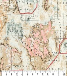 an old map with red lines on it