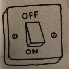 a drawing of a light switch with the words off on it