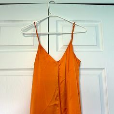 Nwt Orange Satin Dress H&m V-neck Midi Dress For Summer, H&m V-neck Maxi Dress For Brunch, Orange Sleeveless Slip Dress For Spring, H&m Summer Maxi Dress For Brunch, Chic Orange V-neck Slip Dress, Sleeveless Orange Slip Dress For Spring, H&m V-neck Summer Midi Dress, H&m Sleeveless Maxi Dress For Vacation, H&m Sleeveless Maxi Dress For Day Out