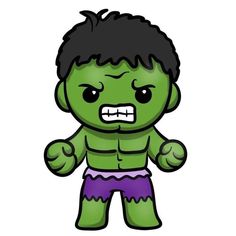 Hulk Cute, Superheroes Drawing, Hulk Drawing, Hulk Painting, How To Draw Chibi, Iron Man Cartoon, Iron Man Drawing