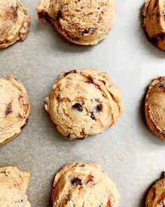 chocolate chip cookies on a baking sheet ready to be baked