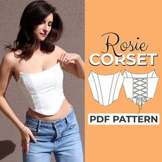 Whole shop bundle: https://www.etsy.com/listing/1511002278 ------------------------------------------------------------------------------------- Meet the --ROSIE  CORSET  Sewing Level--Intermediate Pattern Type--This is a digital PDF Sewing Pattern.  This is not a paper pattern that you would receive in the mail.    Pattern LanguageEnglish  Pattern Features -- -Lace up Back -panel corset -Fully lined  -sewn down Boning (no channels) -Fabric loops for  closures Sizes --XXS-XXXL Seam Allowance --3 Nava Rose Corset Pattern, Lace Up Bodice Pattern, Free Corset Pattern Sewing, Strapless Corset Pattern, Overbust Corset Pattern, Free Corset Pattern Pdf, Corset Sewing Pattern Bustiers, Corset Top Pattern Free, How To Make Corset Tutorials