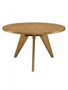 an oval wooden table with three legs