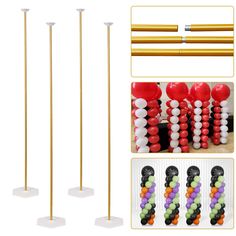 several different types of balloons on sticks and some are in the process of being made