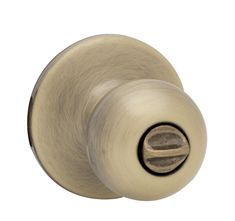 an image of a door knob with a satin brass finish