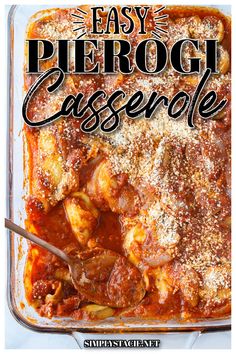 an easy pierogi casserole recipe in a glass dish